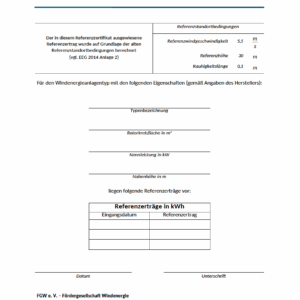 Referenzzertifikat § 46 NEG Micon NM80 2.75MW 2750kW 60.00m